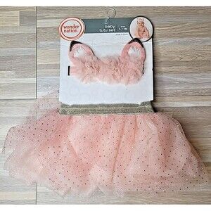 Wonder Nation Baby Fox Tutu Set - Skirt & Ears Headband Pink NEW 0-12‎ Months
